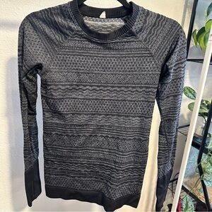 lululemon athletica Black Patterned Crew Neck Sweater